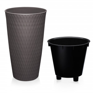Кашпо Kerama Ø 25,5см / 15,5л, серо-коричневый Elfplast
