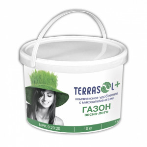 Удобр Террасол TerraSol ГАЗОН Весна-Лето NPK (20-9-10) + микроэлементы 10кг. (Ведро) 